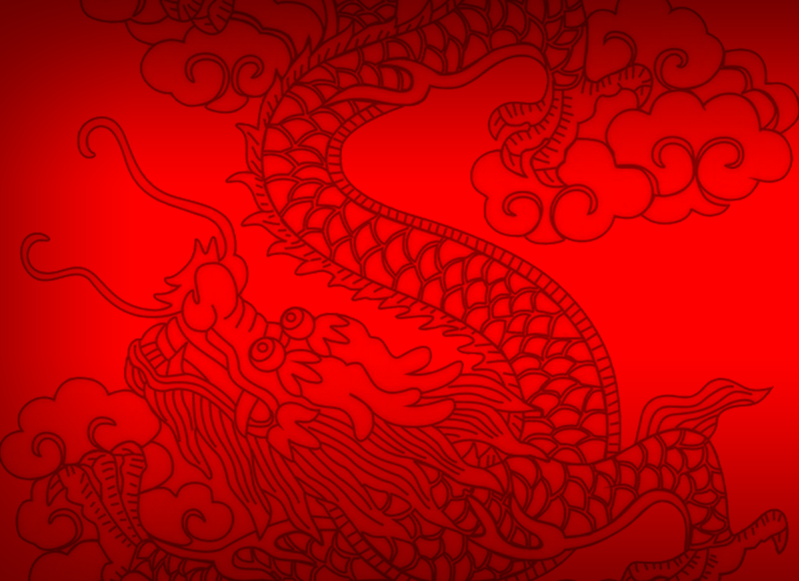 中国龙大红国潮新年高清JPG图片，电商狂欢设计素材下载