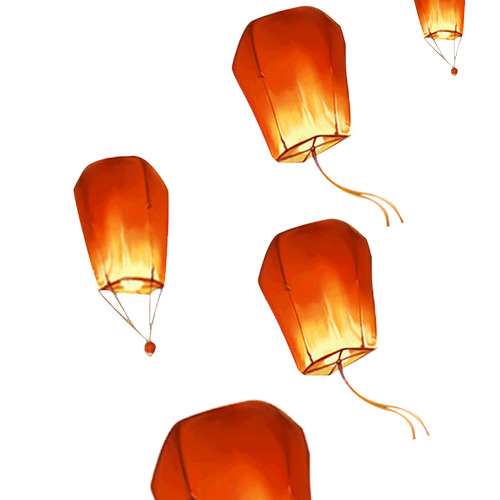 中秋节孔明灯祈福PNG透明图片，高清PSD设计素材免费下载