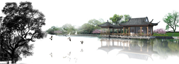 中国风水墨画PNG素材，清新淡雅，透明高清，设计元素丰富，免费下载