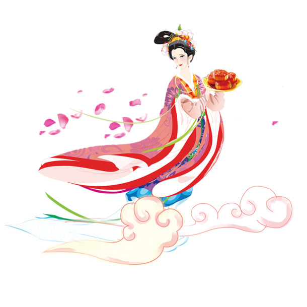 嫦娥仙子透明PNG图，国风装饰PSD素材，免费下载