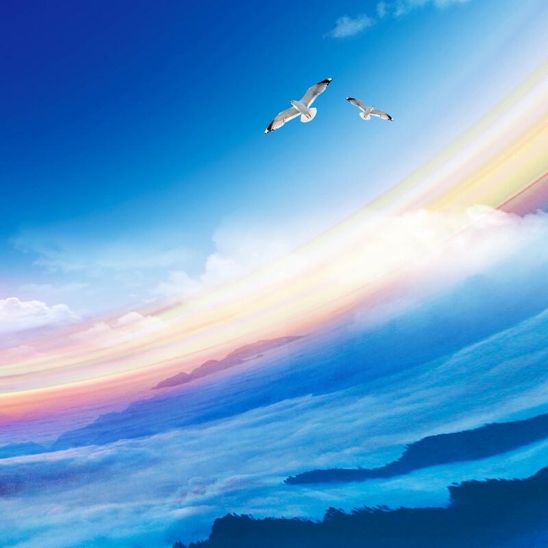 蓝色天空企业风合作创业海报素材，高清JPG与狂欢PSD格式，一键下载