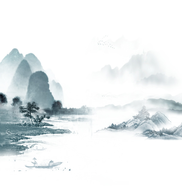 水墨山水茶韵海报，高清PNG透明中国风装饰元素，免费下载图片素材