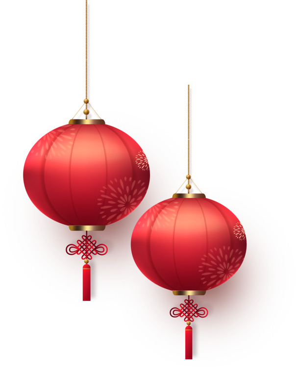 新年春节灯笼立体贺卡PNG透明图片，中国风设计素材高清下载