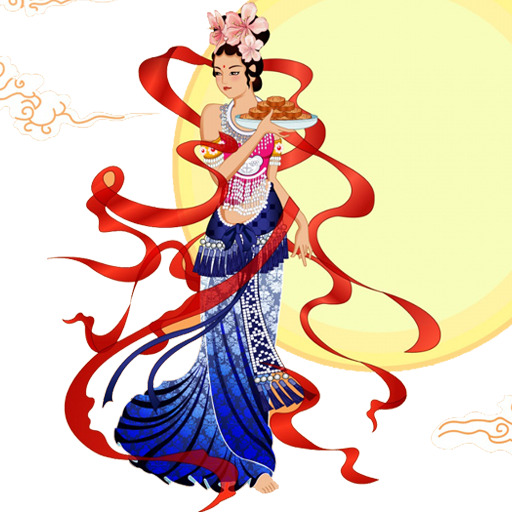 中秋节美女端月饼高清PNG透明图，精美节日元素设计素材下载