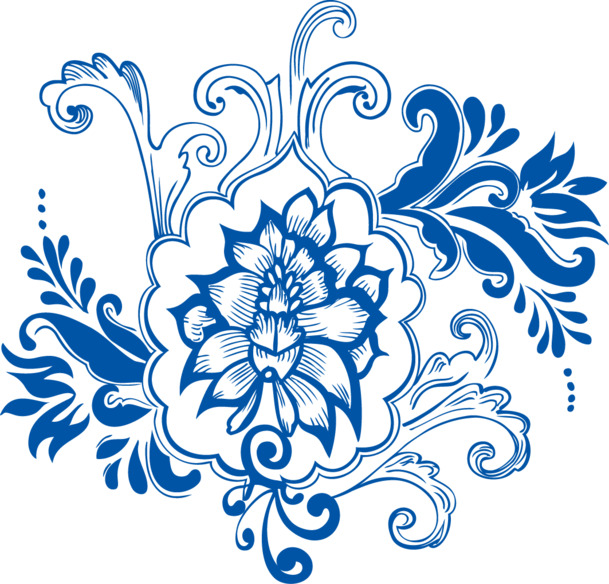 中国风矢量青花瓷花纹PNG透明图片，高清装饰元素，设计素材免费下载
