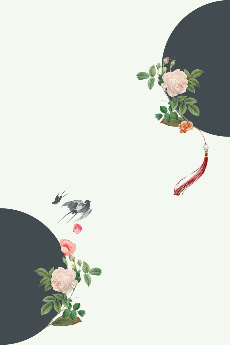 复古中国风背景图，淡雅花月JPG高清图片，PSD设计素材免费下载