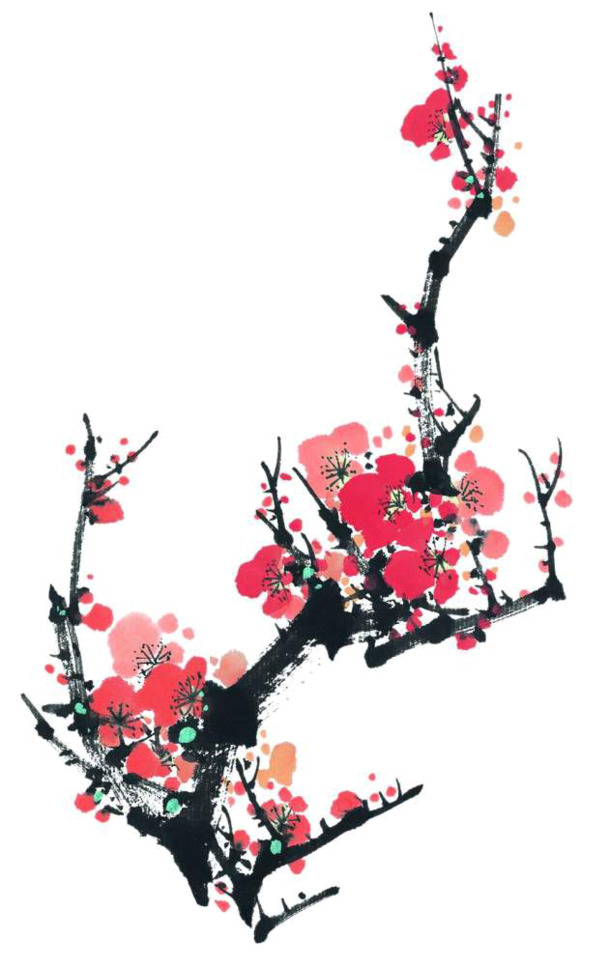 国画梅花PNG透明图，中国风装饰元素，高清素材免费下载