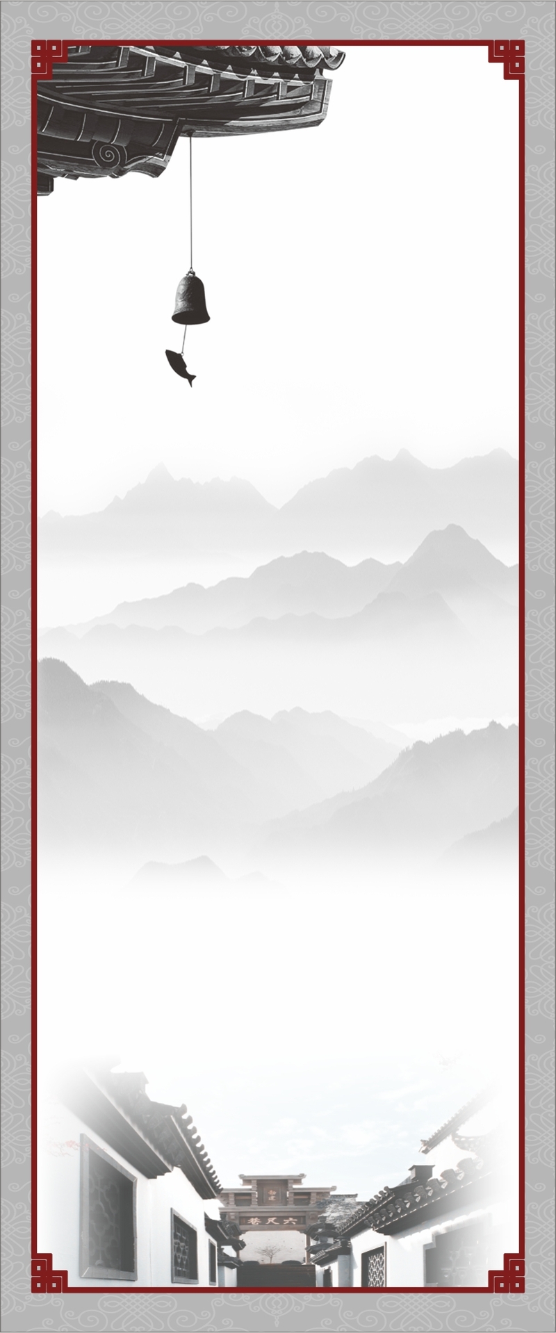 中国风屋檐展架背景图，复古JPG/CER格式高清素材下载