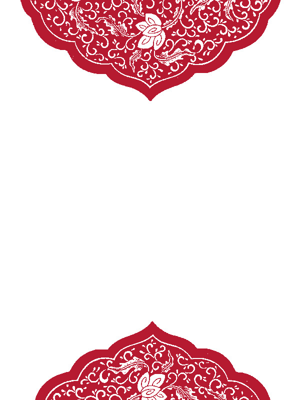 中国风PNG透明图片，对立半圆白色花纹，高清装饰元素设计素材下载