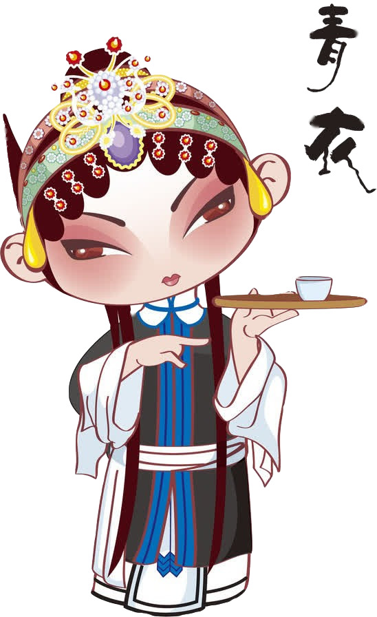 国潮青衣戏曲人物PNG素材，高清透明中国风装饰图片，免费下载