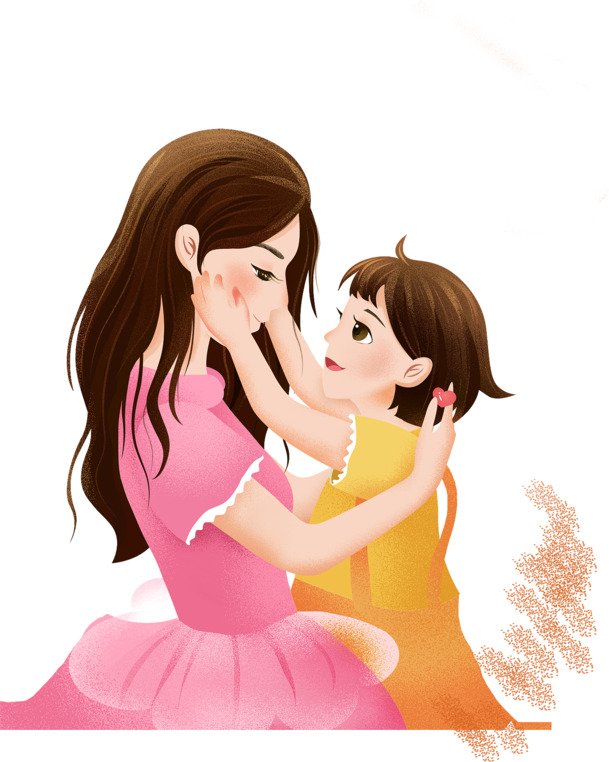 母女手绘感恩节日元素，高清PNG/PSD格式设计素材免费下载