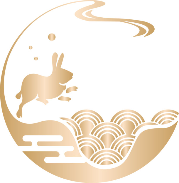中秋节古风玉兔PNG透明图，AI格式设计素材，高清下载