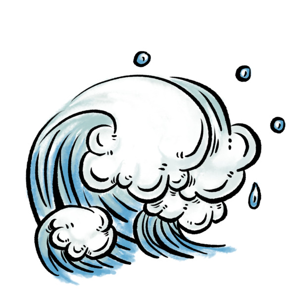 国潮海浪浪花PNG透明图片，中国风PSD设计素材，高清下载