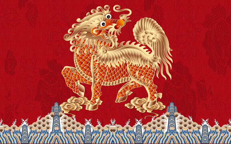 国潮神兽麒麟，复古喜庆国风高清JPG图片设计素材，免费下载！