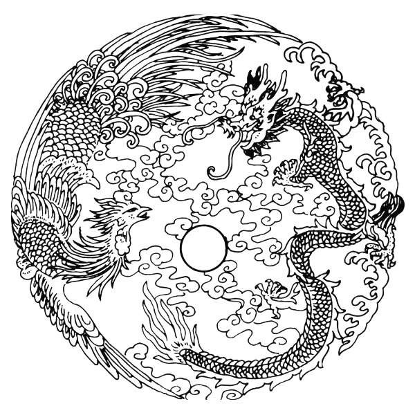 龙凤呈祥PNG透明图，中国风装饰元素，高清下载