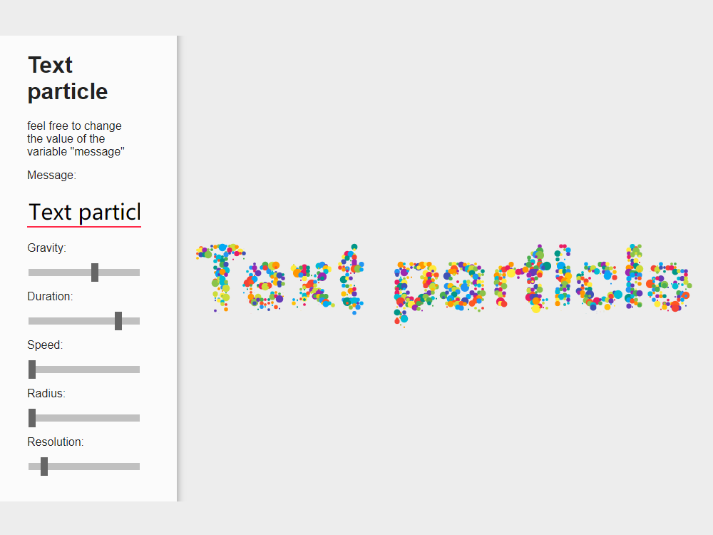 带参数调整的html5 canvas文字粒子动画