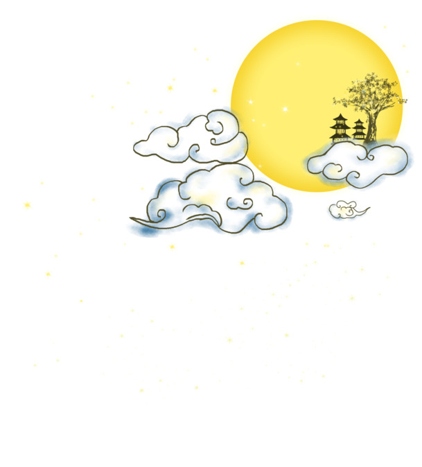 中秋佳节，月亮与宫殿PNG透明图片，高清节日元素设计素材下载