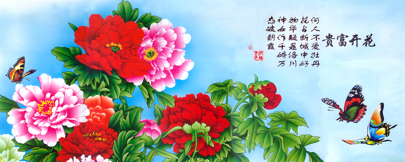 复古中国风牡丹花背景图，高清JPG，淘宝素材下载