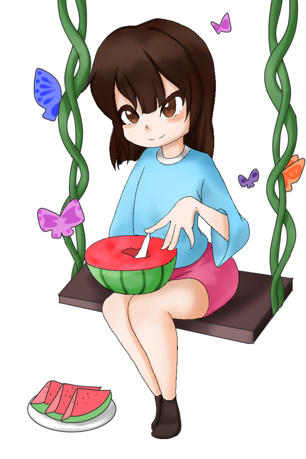 夏日清凉西瓜插画，儿童主题PNG透明图片，节日PSD设计素材下载
