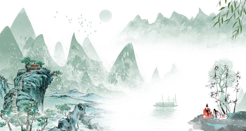 古风山水背景JPG图片，高清复古中国风设计素材下载