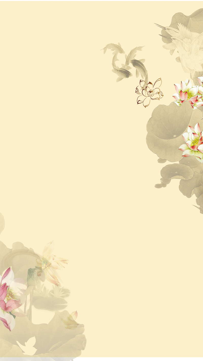 中国风工笔画荷花背景高清JPG，复古素材下载，助力创意设计
