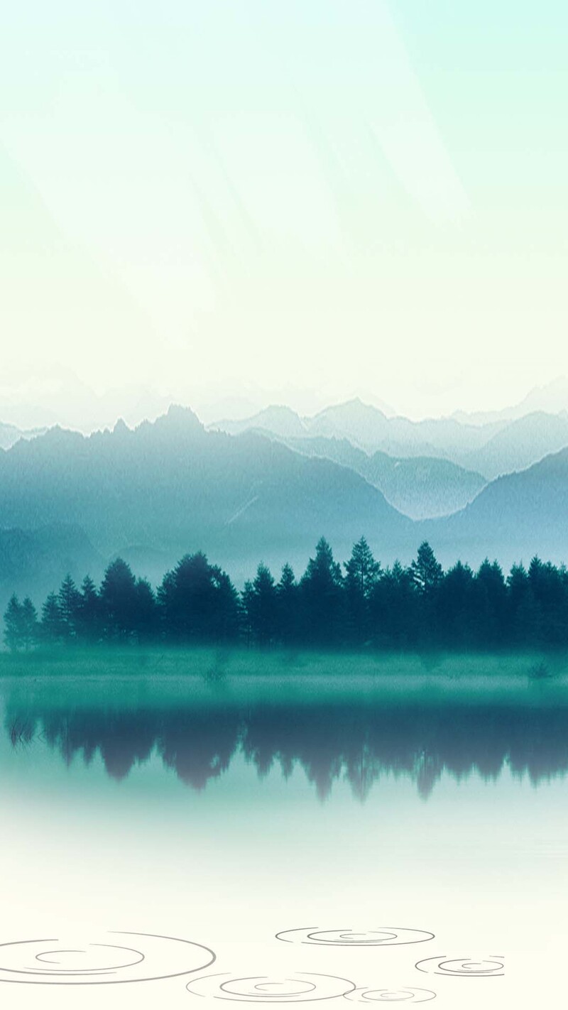 蓝天大海融合中国风山水H5背景，复古JPG素材免费下载