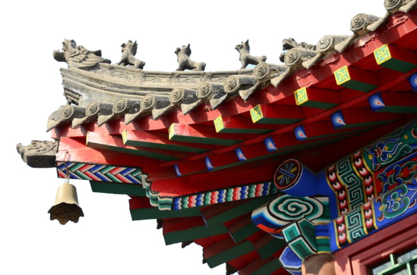 中国风彩色铃铛屋檐PNG透明图片，高清装饰元素，免费下载设计素材