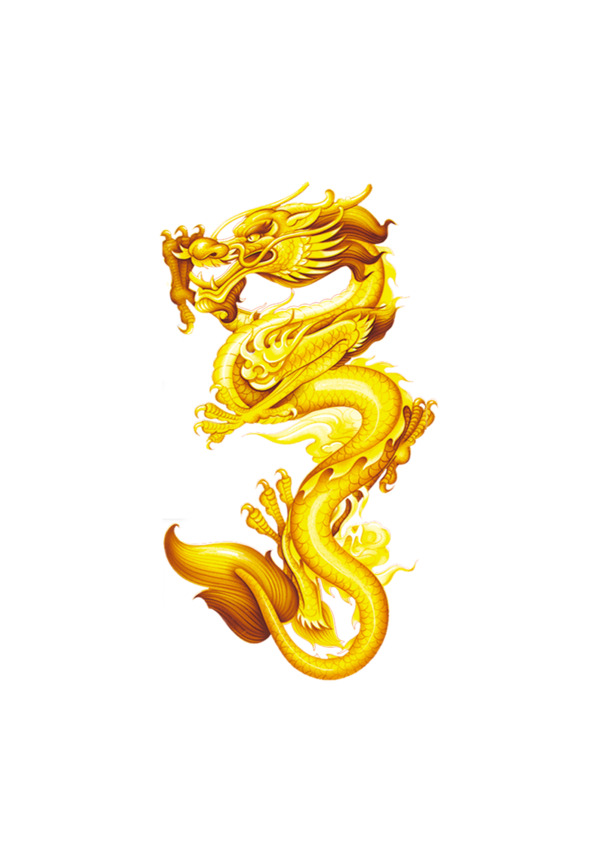 金龙PNG透明图，中国风装饰元素，高清素材免费下载