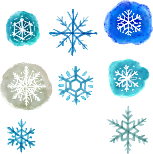 圣诞水墨雪花PNG透明图，高清EPS节日元素，免费下载