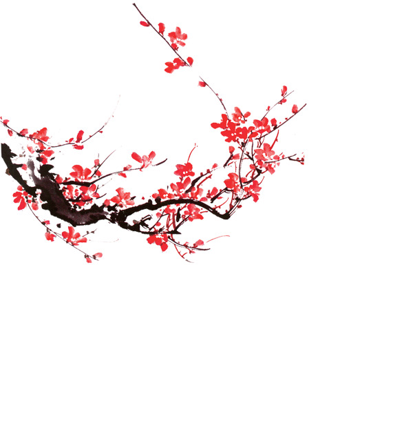 古风红梅PNG素材，高清透明图片，中国风装饰元素，免扣分享下载