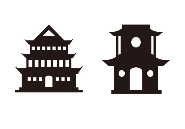 中国风亭台楼阁PNG透明图片，高清装饰元素，设计素材下载