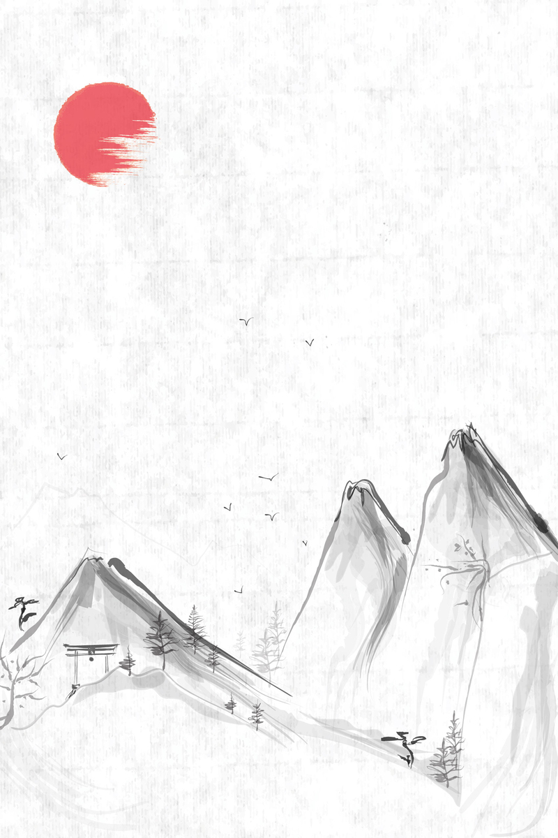 中国风矢量水墨山水背景图，复古高清JPG/AI设计素材下载