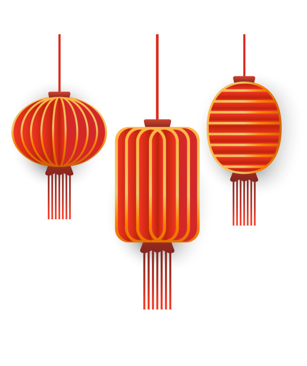 春节灯笼PNG透明图片，高清红灯笼元素，中国风AI设计素材下载