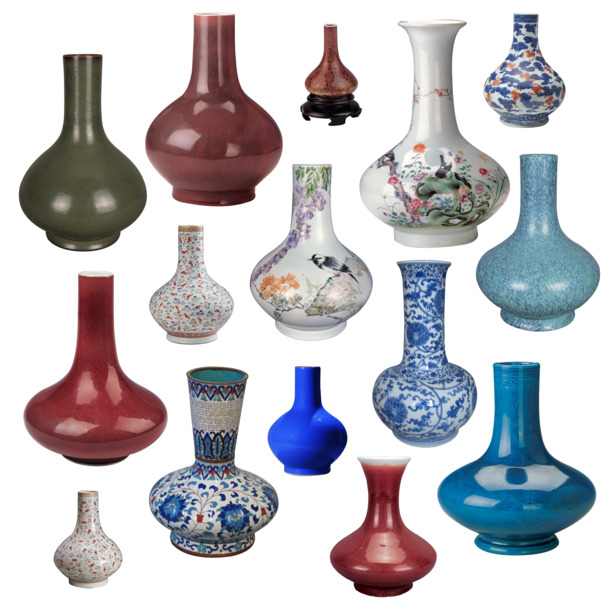 中国风陶瓷花瓶PNG透明图片，高清装饰元素，设计素材免费下载