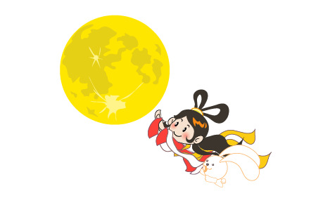 中秋节嫦娥印花矢量图，高清PNG透明图片，免费下载服装节日设计素材