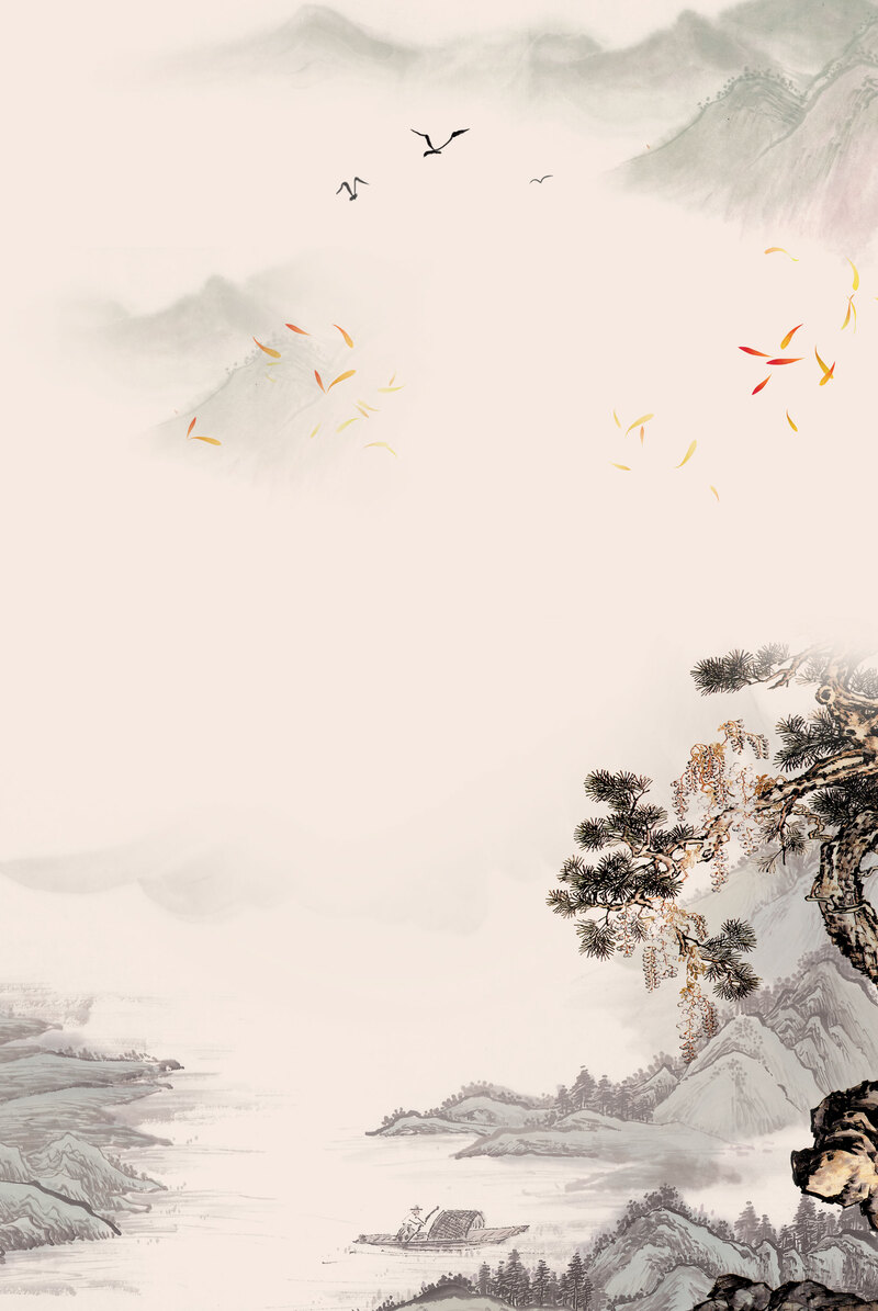 重阳节海报素材，大气山水水墨背景，复古中国风PSD/JPG高清下载