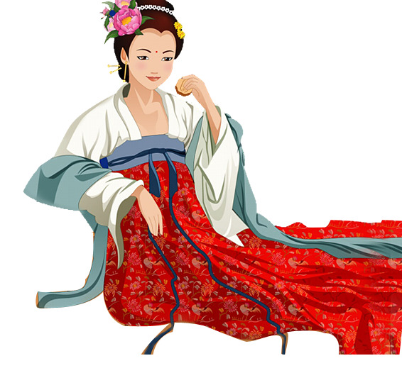 嫦娥尝月饼PNG透明图，高清中秋节节日元素，设计素材免费下载
