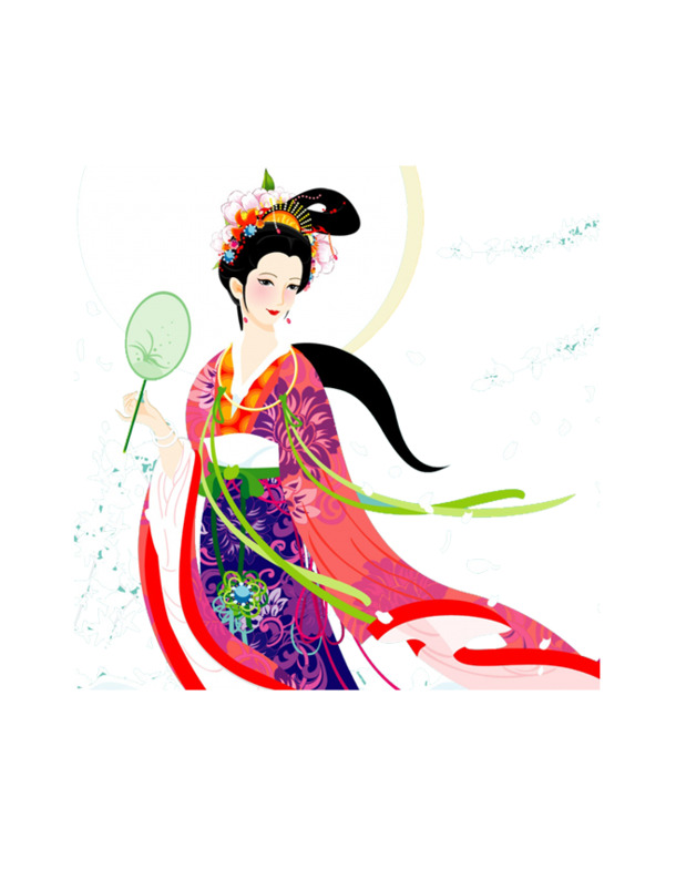 嫦娥奔月PNG透明图，高清节日元素，中秋设计素材下载