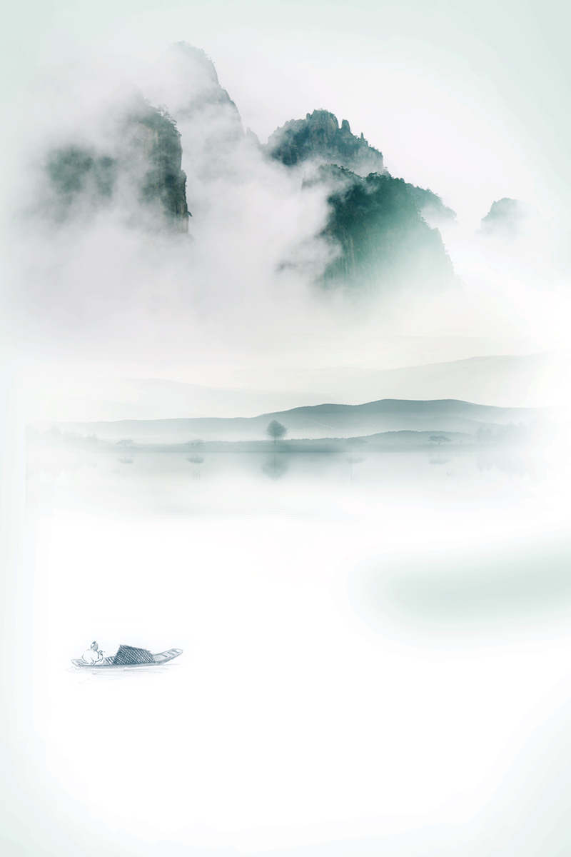 古风山水画元素，高清JPG与复古PSD设计素材下载