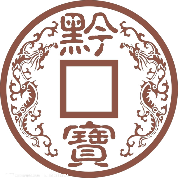 线描铜钱PNG透明图，中国风装饰元素，高清下载素材库