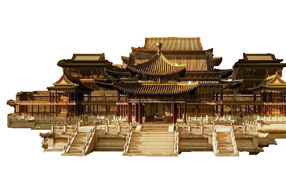中国风寺庙复古建筑PNG透明图片，古代装饰元素，设计素材高清下载