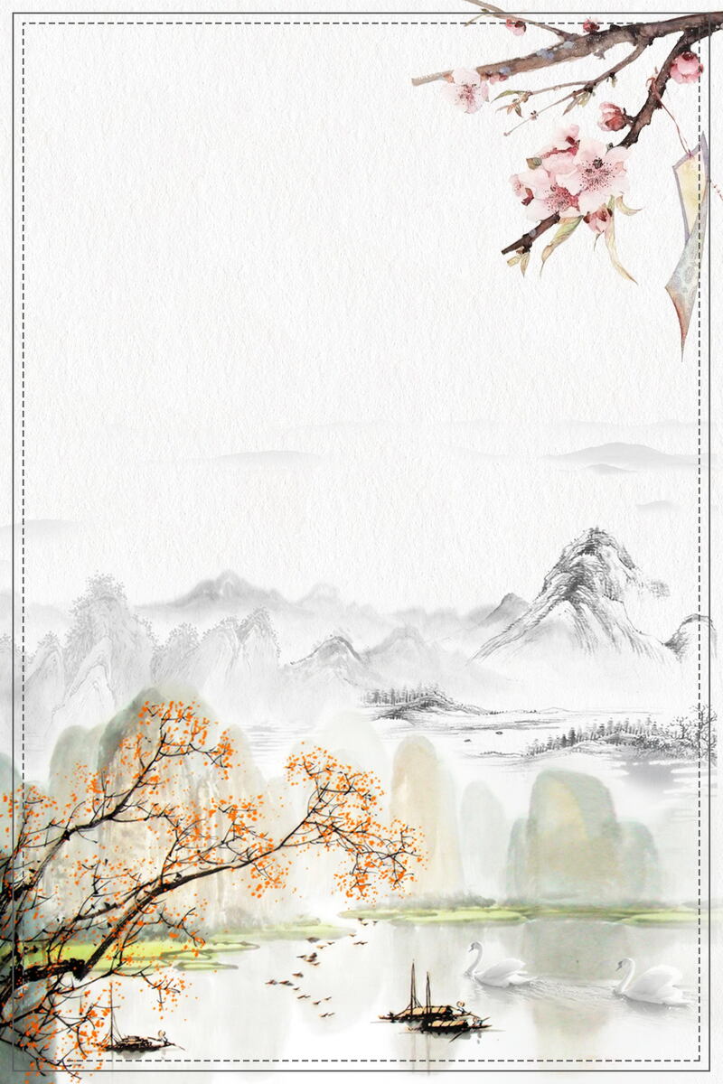 中国风水墨山水画PSD素材，复古高清JPG图片，设计资源下载