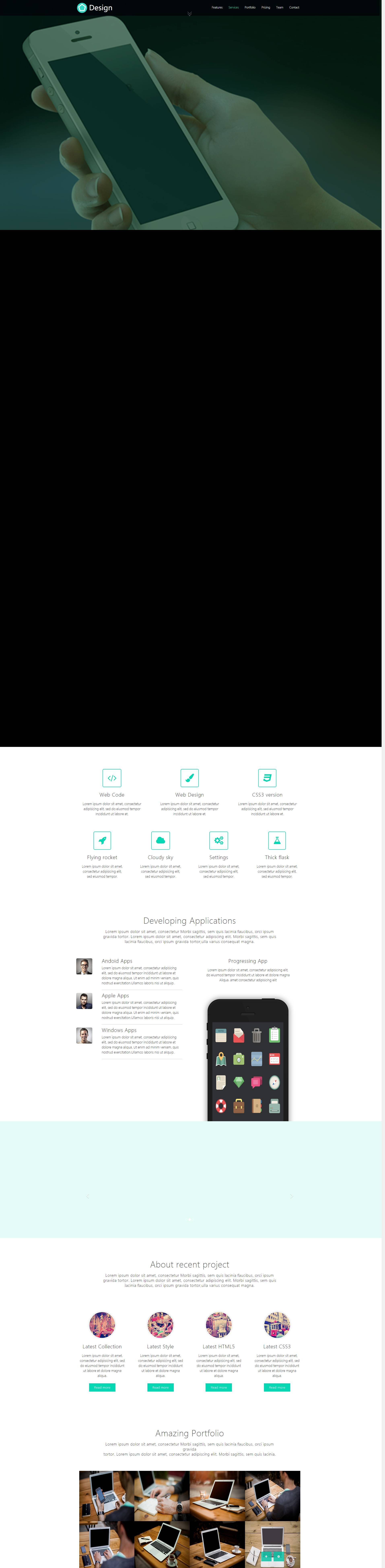 绿色全屏APP设计开发公司响应式网站模板