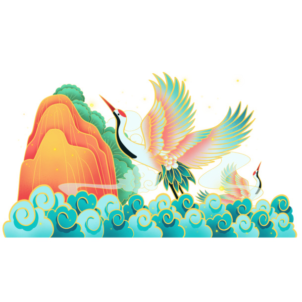 中国风山水插画，高清PNG透明图片，精美装饰元素，设计素材下载