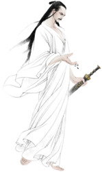 剑侠人物手绘PNG透明图，优雅高清，端午节日元素，设计素材下载