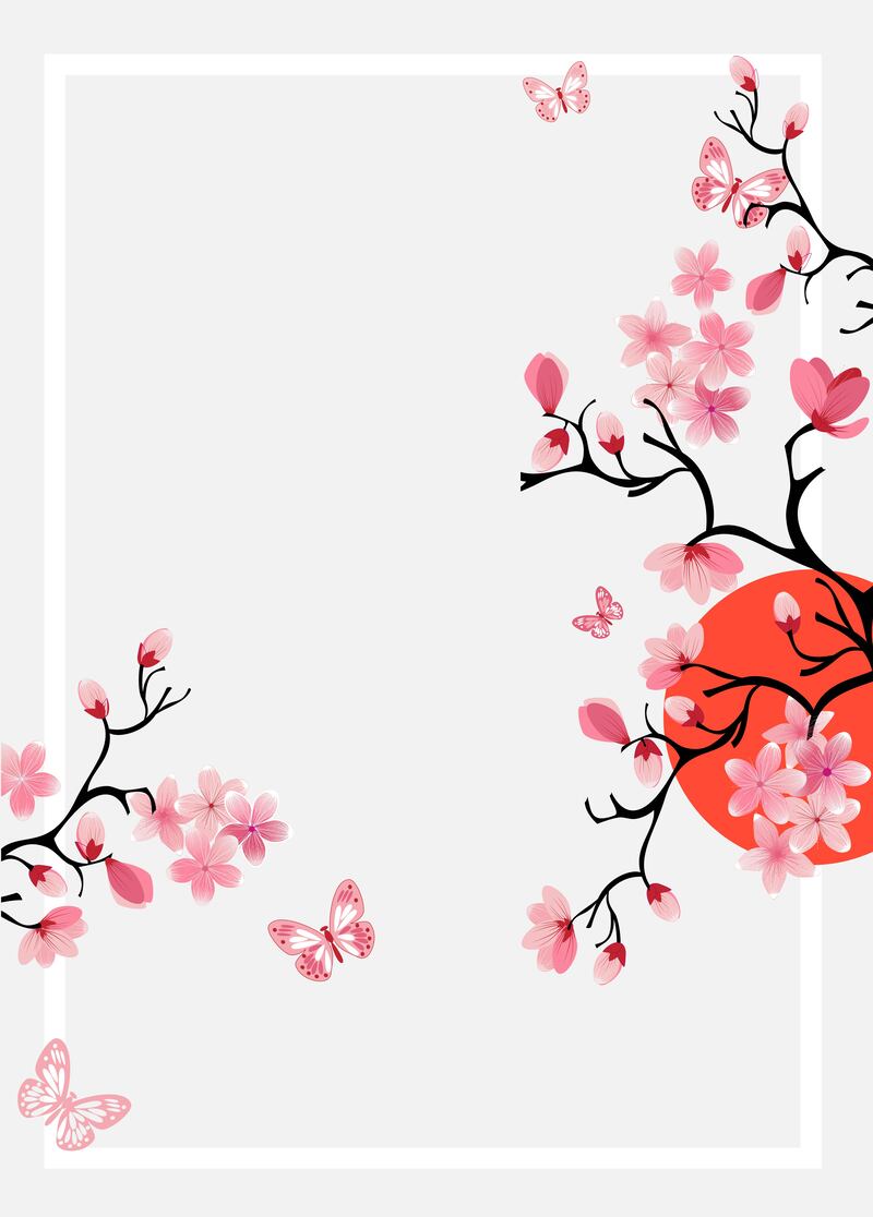 古风樱花背景矢量图，高清JPG/AI复古中国风设计素材下载