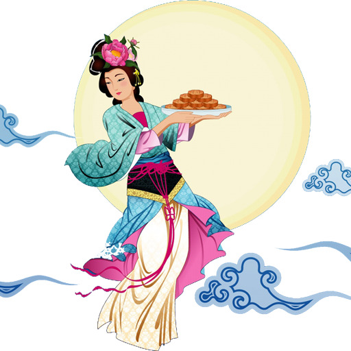 中秋节嫦娥奔月PNG透明图，高清节日元素设计素材下载
