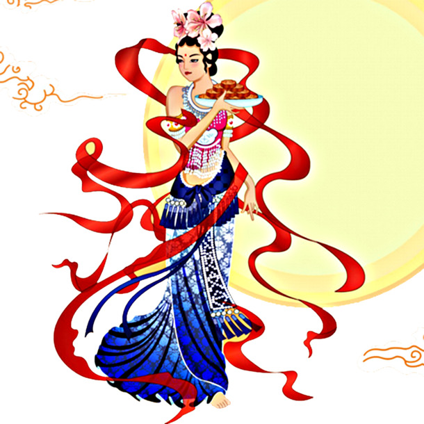 中秋节嫦娥PNG透明图，高清节日元素，设计素材免费下载