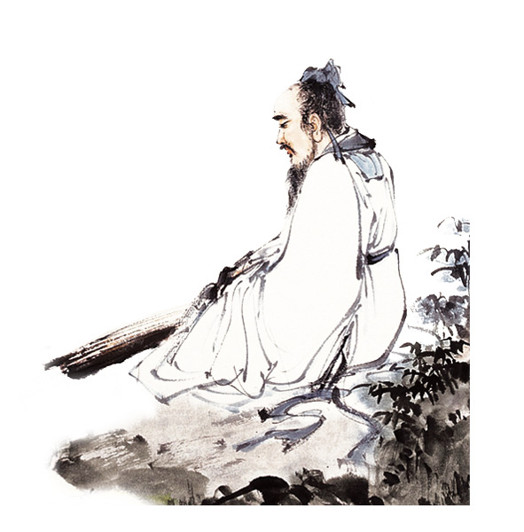 孔子水墨古风PNG透明图，中国风装饰元素，高清素材下载