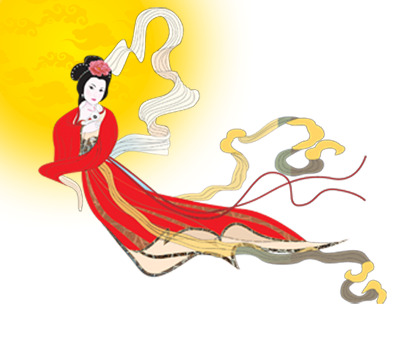 中秋节必备，嫦娥奔月高清PNG透明图与PSD设计素材下载
